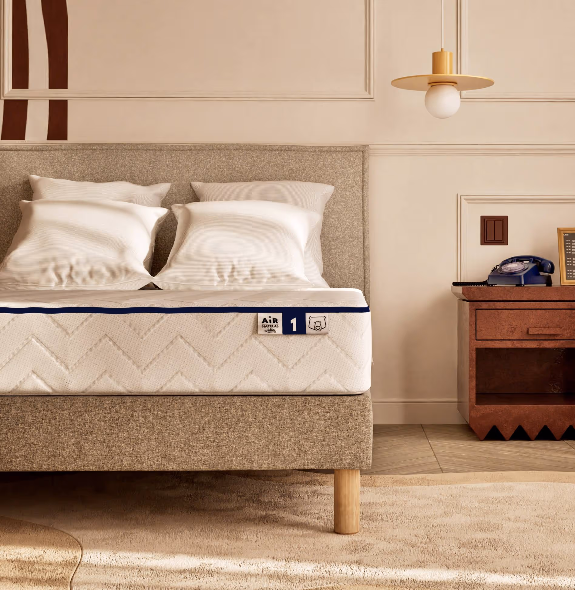 Literie professionnelle Air 1 - sommier, tête de lit, matelas, oreillers