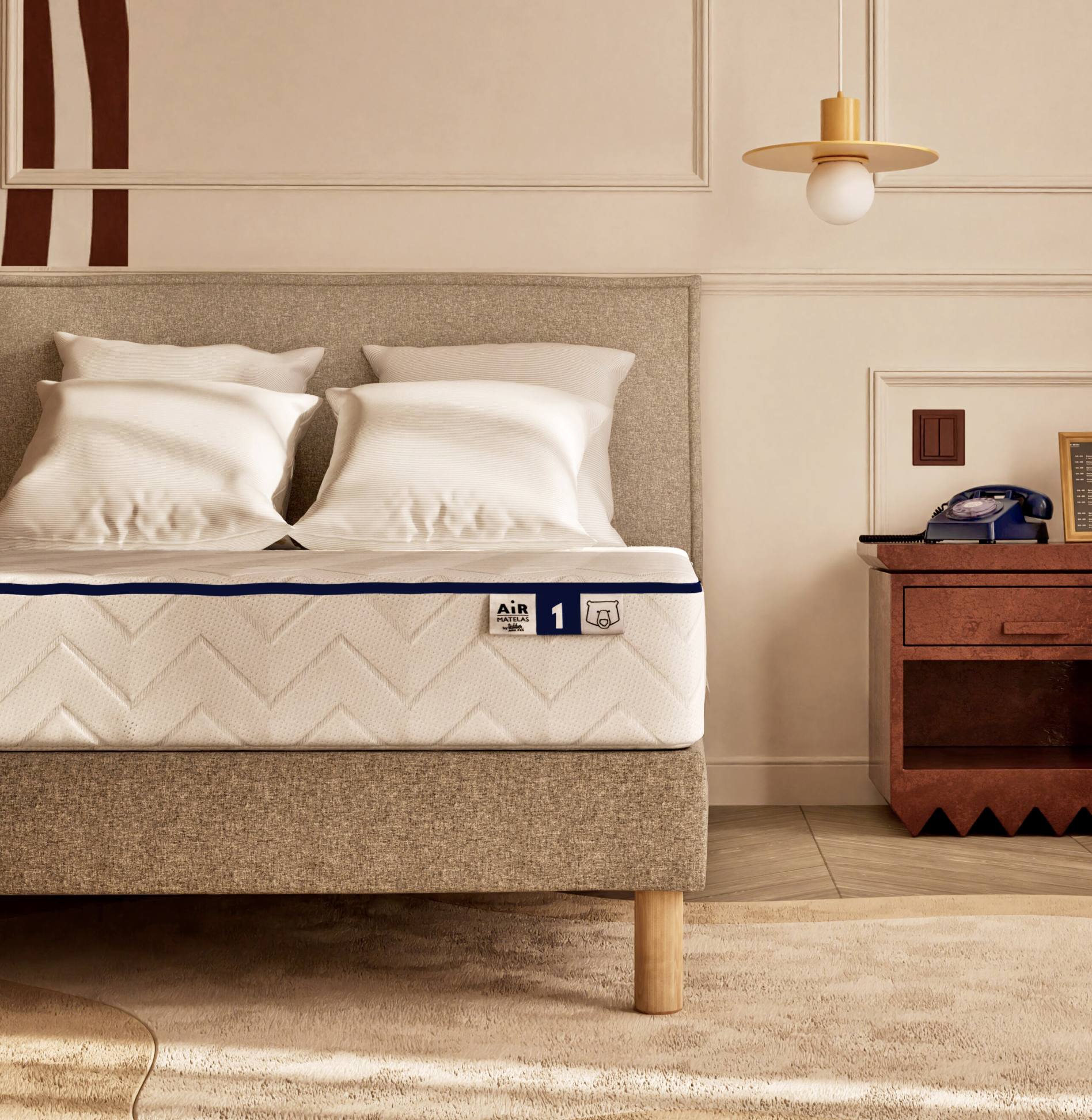 Literie professionnelle Air 1 - sommier, tête de lit, matelas, oreillers