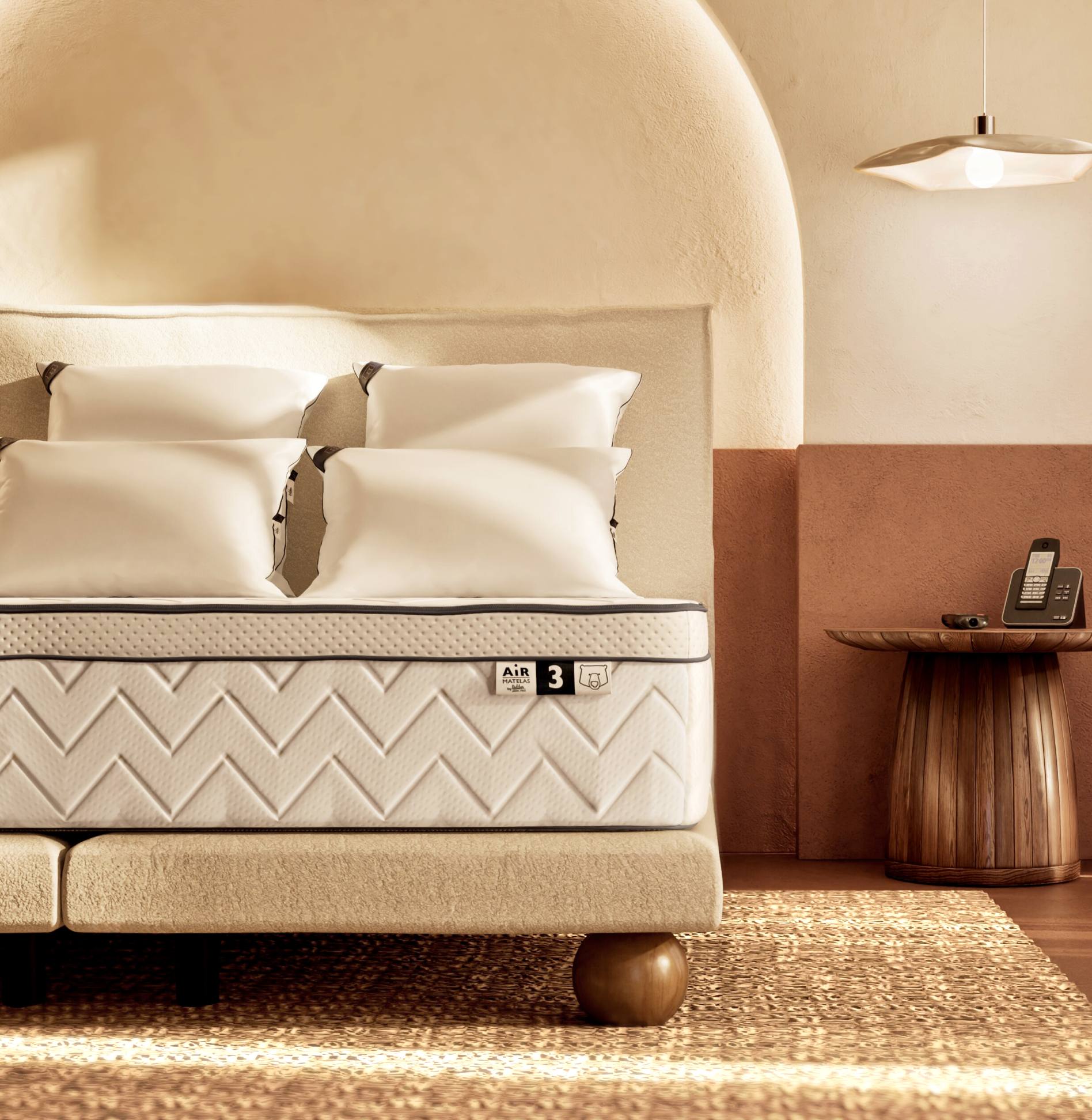 Literie professionnelle Air 3 - sommier, tête de lit, matelas, oreillers