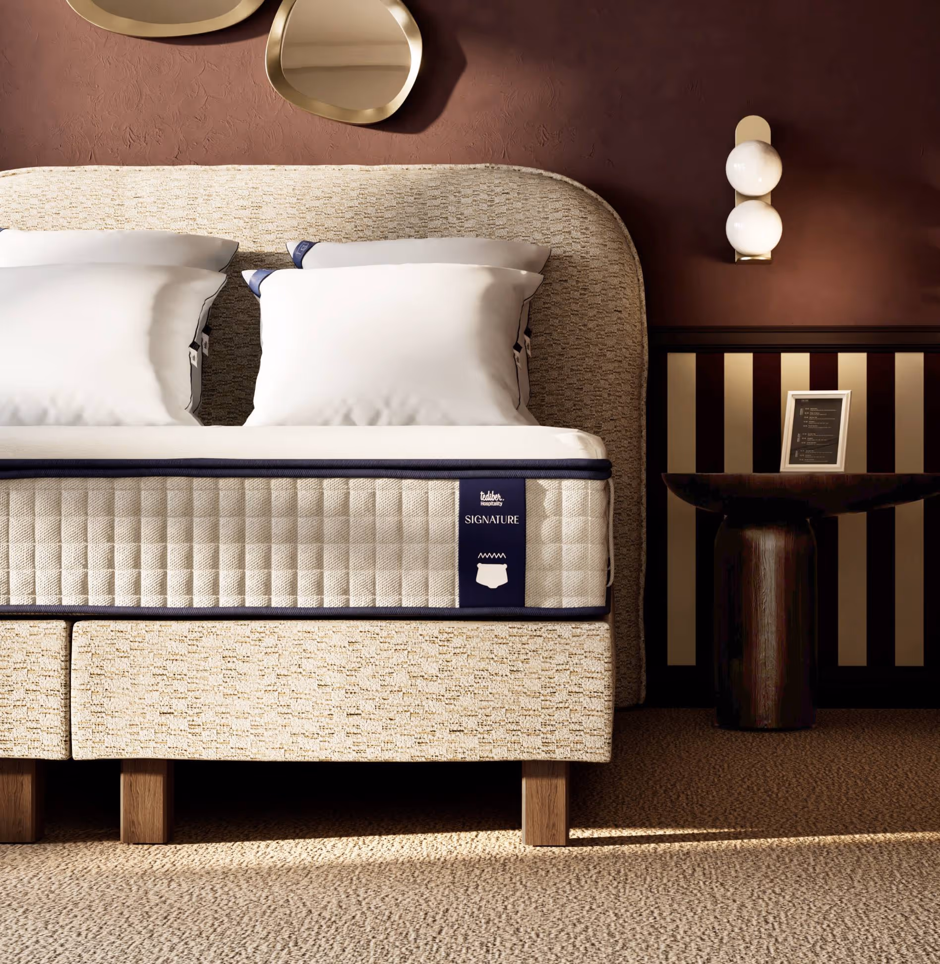 Literie professionnelle Signature - sommier, tête de lit, matelas, oreillers