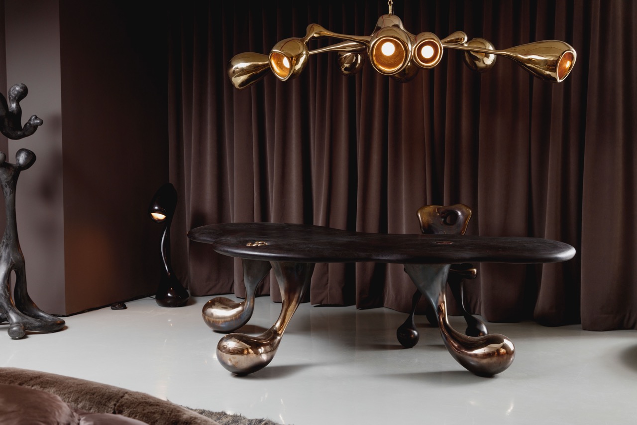 Rogan Gregory Elysian Dream, 2024, bronze table and chandelier
