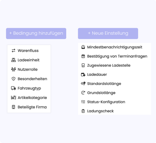 TradeLink Zeitfenstermanagement Einstellungen