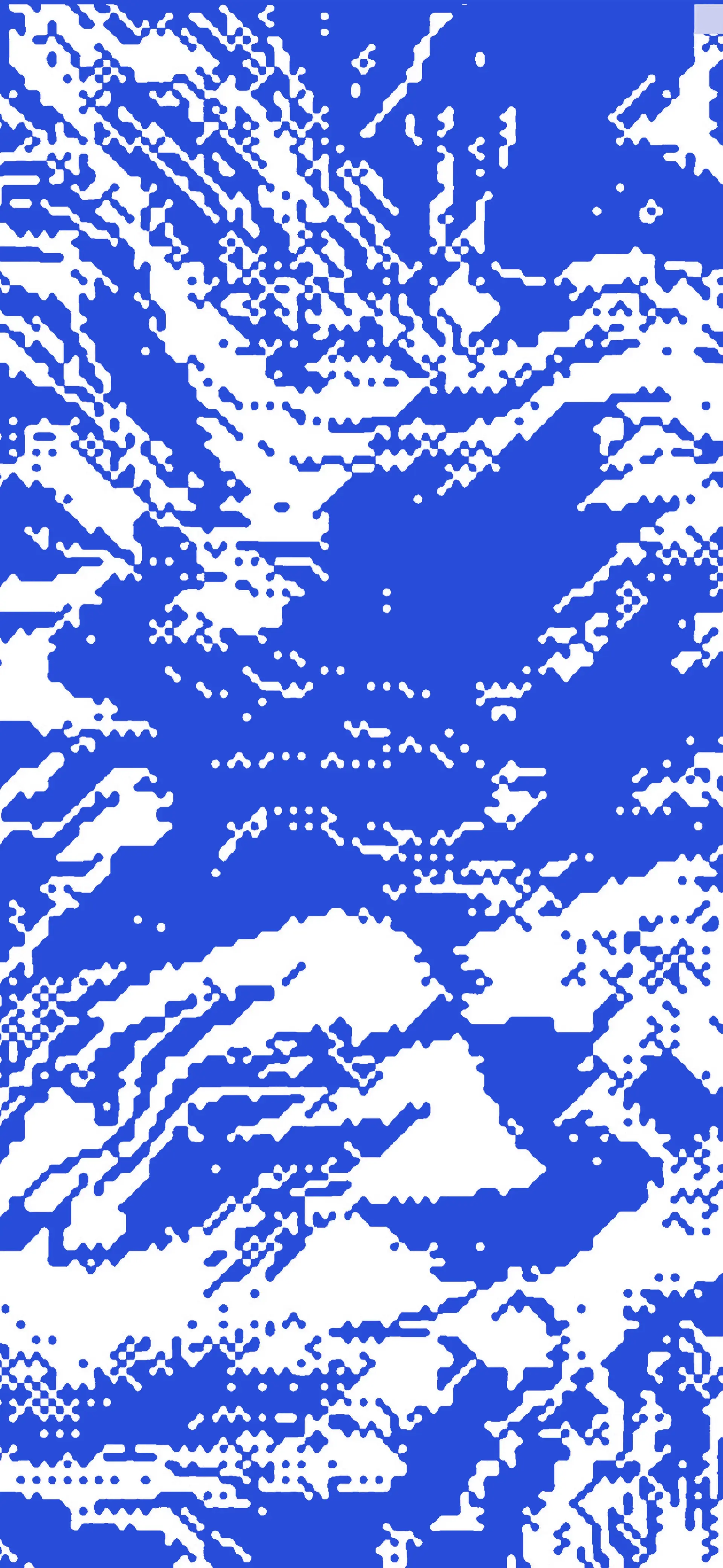 Abstract digital circuit pattern in blue and white resembling a motherboard design.