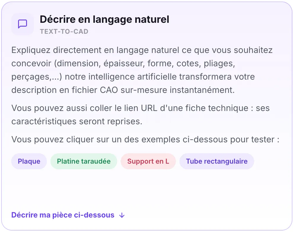 ToleryCAD : création d'un fichier CAO à partir d'un texte