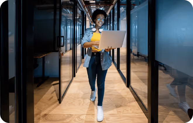 Businesswoman walking on  hall