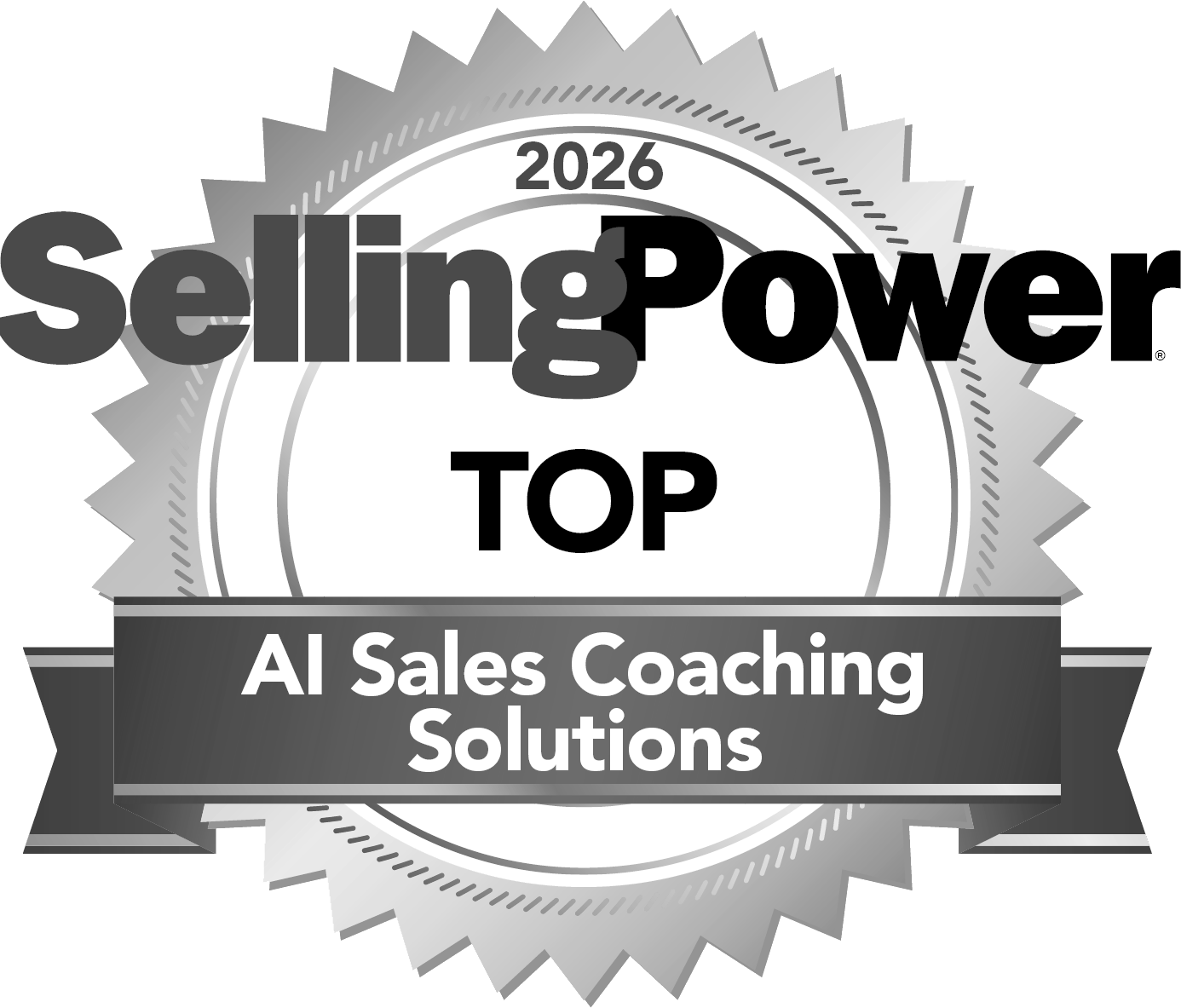 Selling Power 2026 Top AI Sales Coaching Solutions award badge.