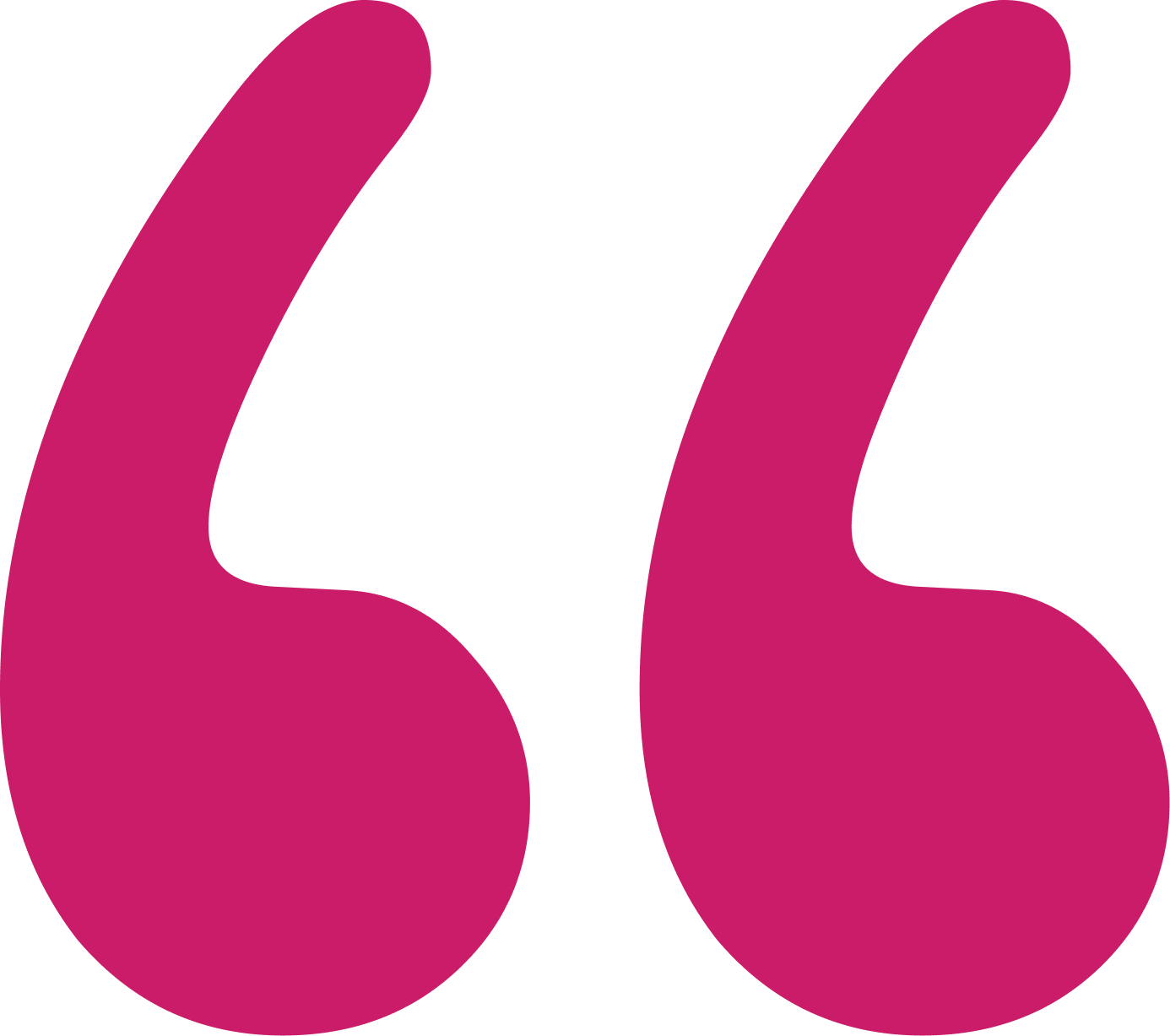 Magenta quotation mark icon.