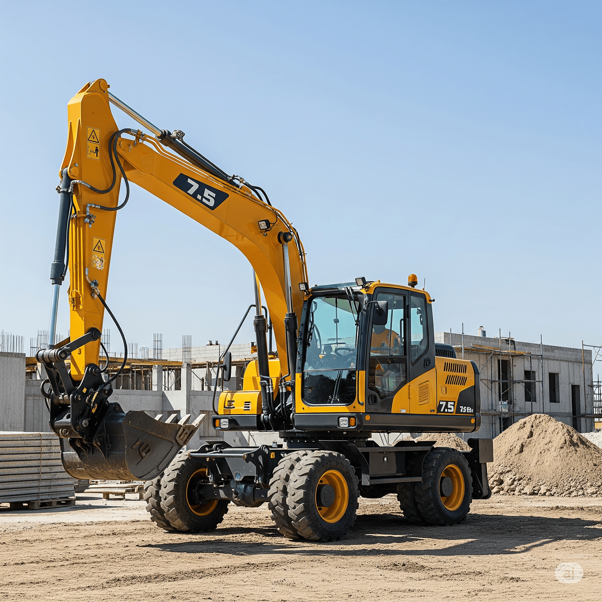A yellow bulldozer is parked in a dirt field.