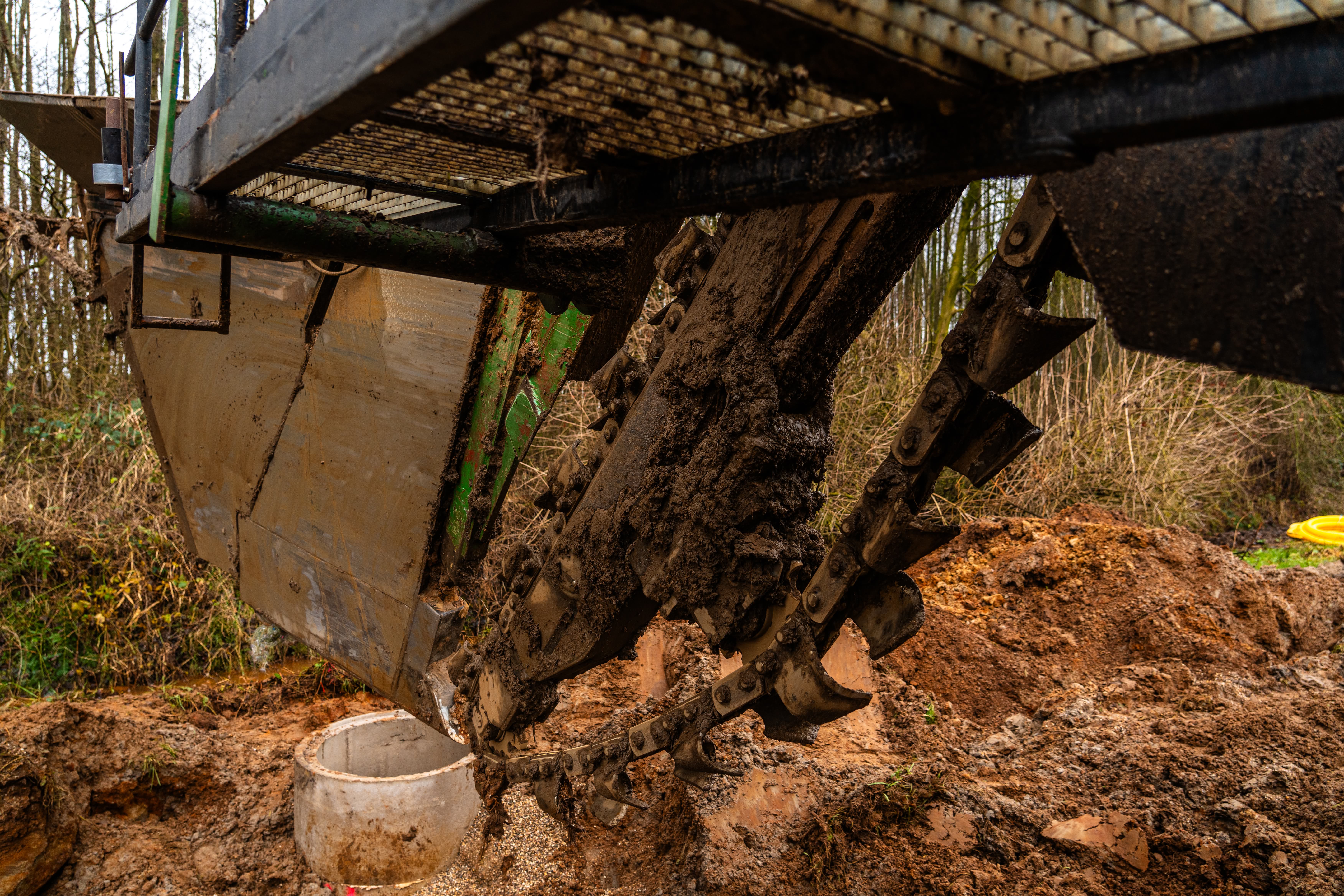 Closeup of Drainage Machine working