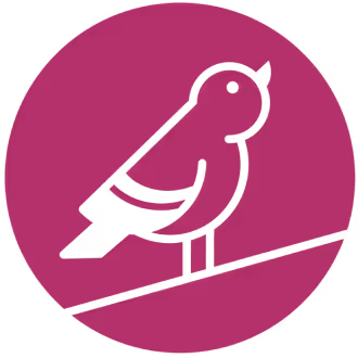 Happy Sparrow Marketing logo featuring a simple illustration of a sparrow inside a circle of purple.