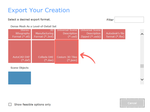 RealityCapture export Cesium 3D Tiles Instructions
