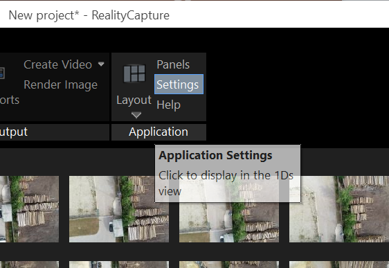 RealityCapture Application Settings Button