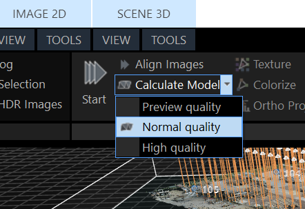 RealityCapture Process Calculate Model button