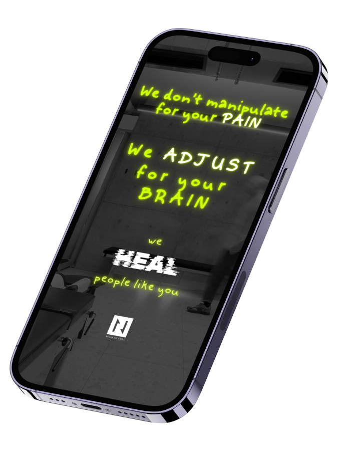 Mobile phone displaying options to book a free chiropractic discovery call or schedule an in-studio assessment at BRAIN TO BODY® Sydney