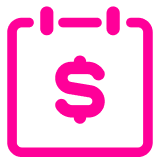 Calendar icon with a dollar sign inside, representing financial scheduling or booking payments.