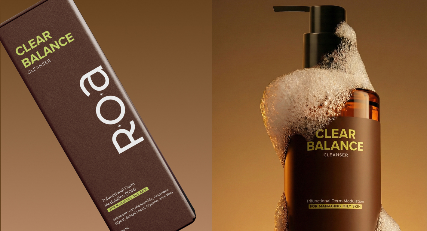 ROA Clear Balance cleanser shown in its packaging and product form.