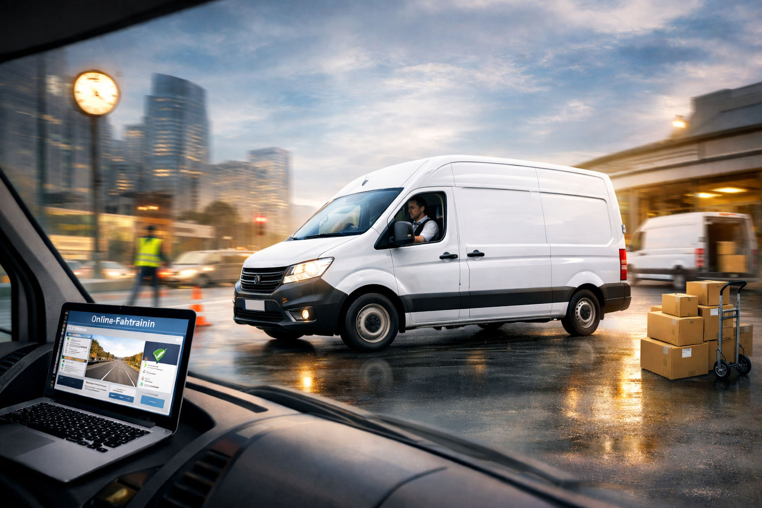 Person hält Smartphone in die Kamera, zeigt App für Fahrsicherheitstraining