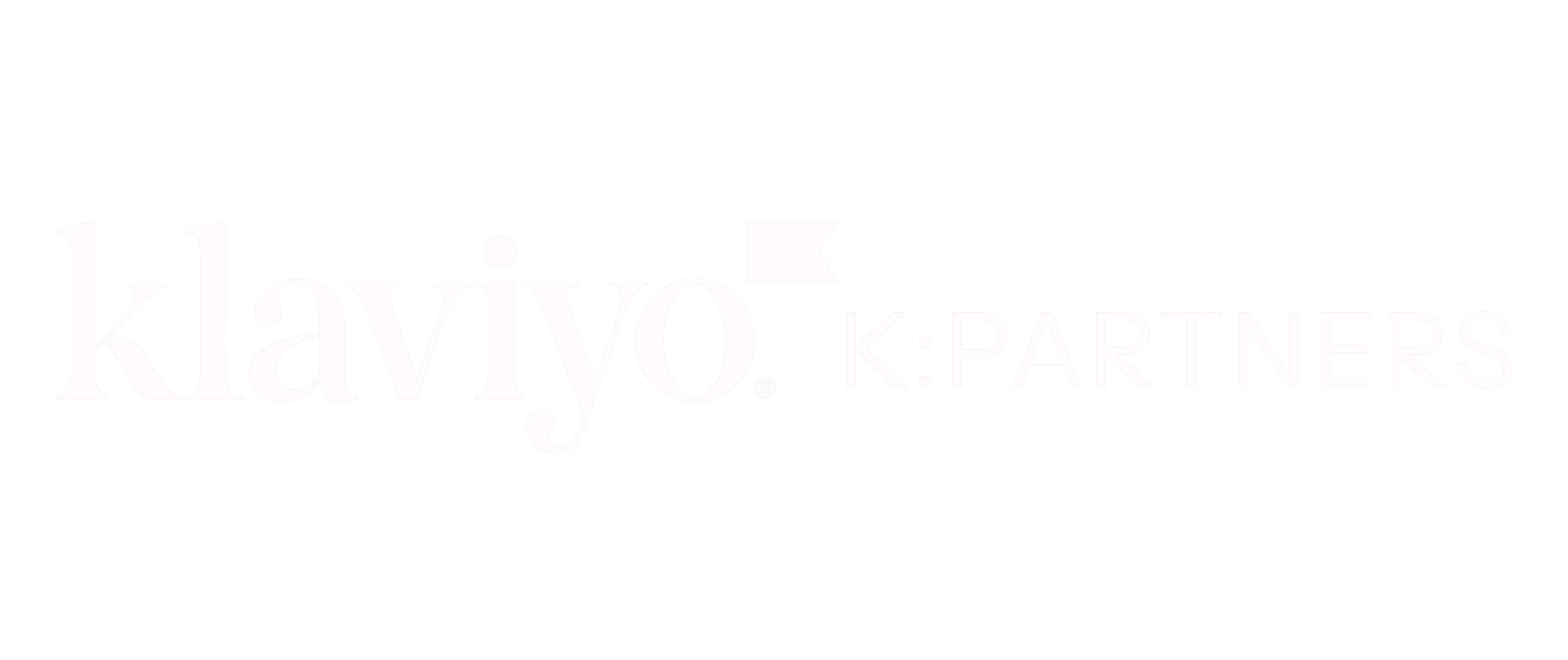 Klaviyo K:Partners logo with white text on a black background.