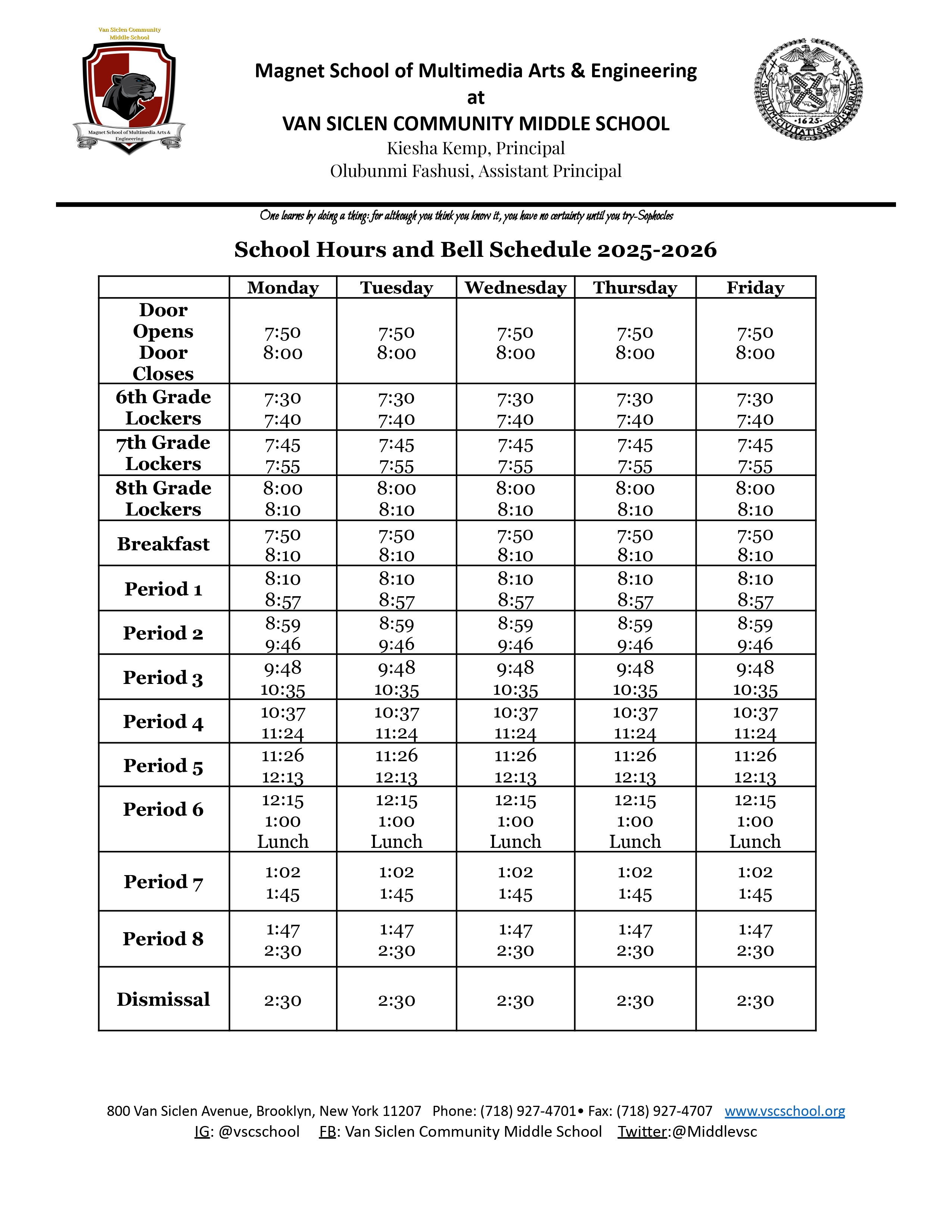 Bell Schedule