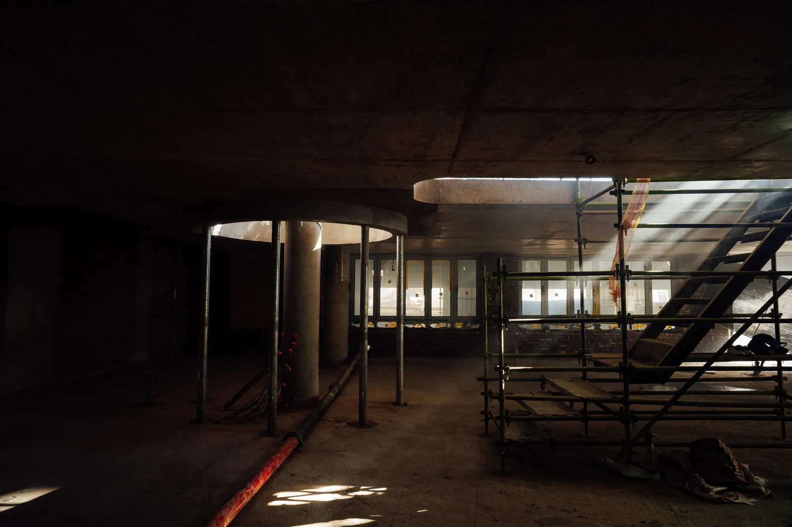 Light falling through the ground floor of Mont Reve where the retail spaces will sit