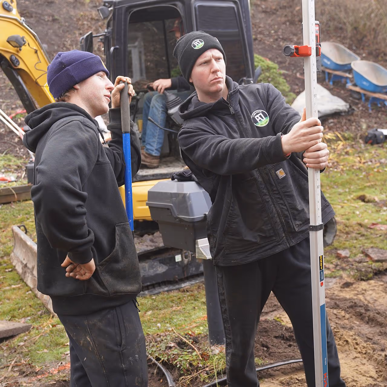 A&J Lawn Pros LLC team installing hardscape in Pittsburgh, PA