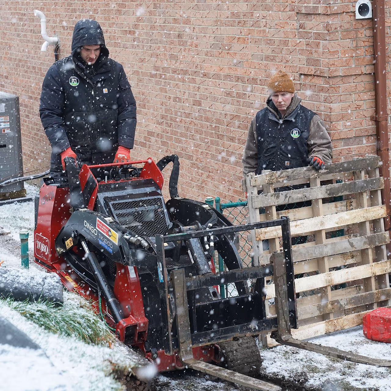 Outdoor living space hardscaping project in progress by A&J Lawn Pros LLC Pittsburgh, PA