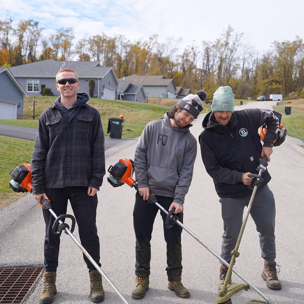 Professional residential lawn mowing and trimming team in Pittsburgh, PA by A&J Lawn Pros LLC