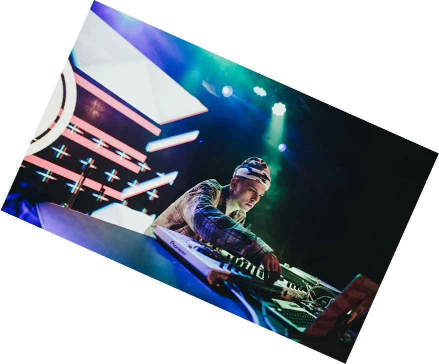 tilted card of a DJ 1