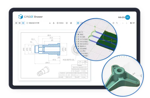A computer screen with a 3D drawing of a car on it. - CADDi Drawer Images