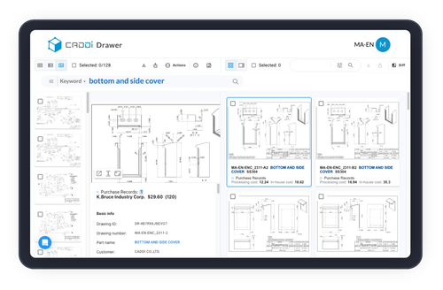 A website with a blue background and a picture of a drawer. - CADDi Images