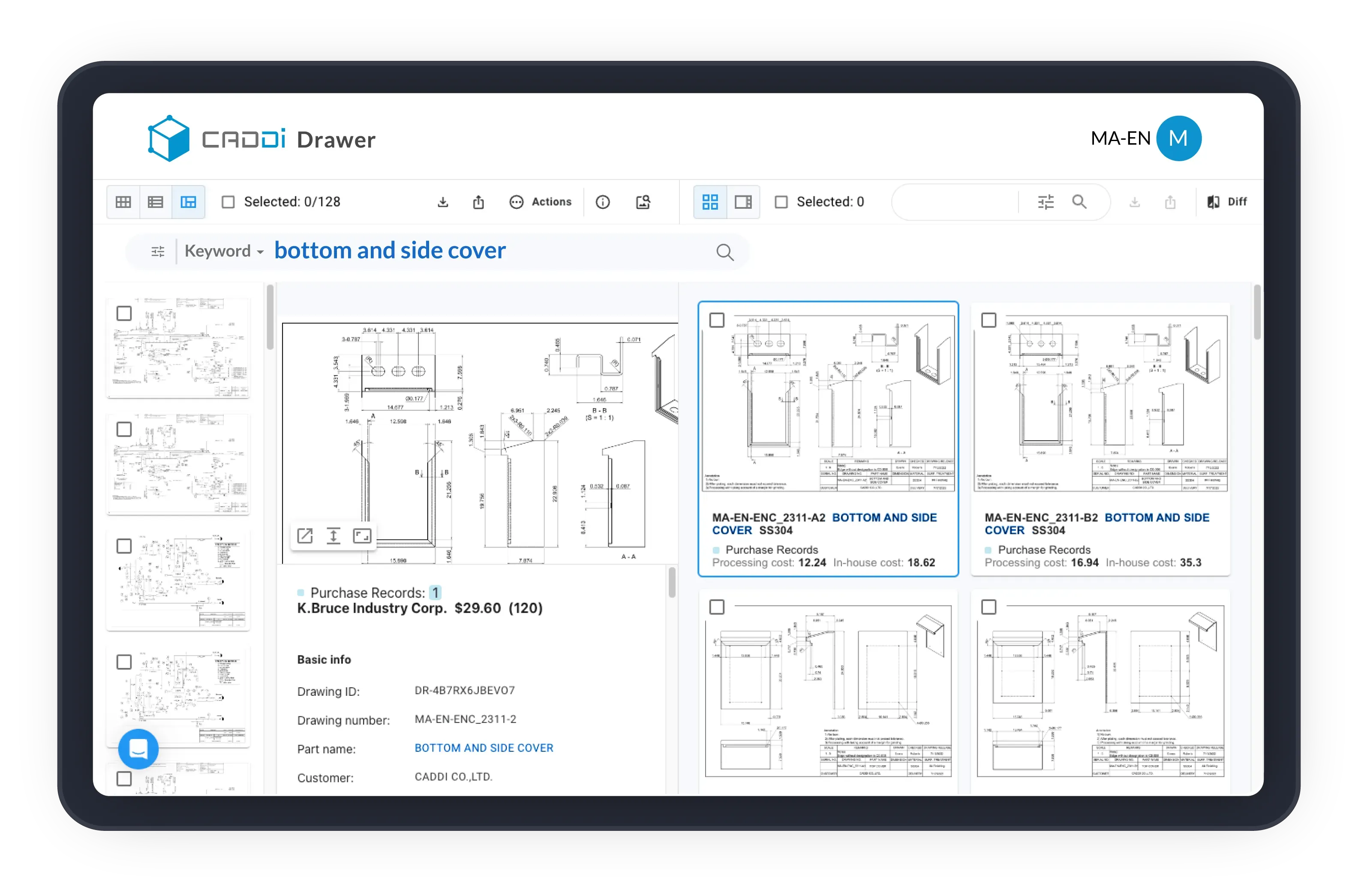 A website with a blue background and a picture of a drawer. - CADDi Images