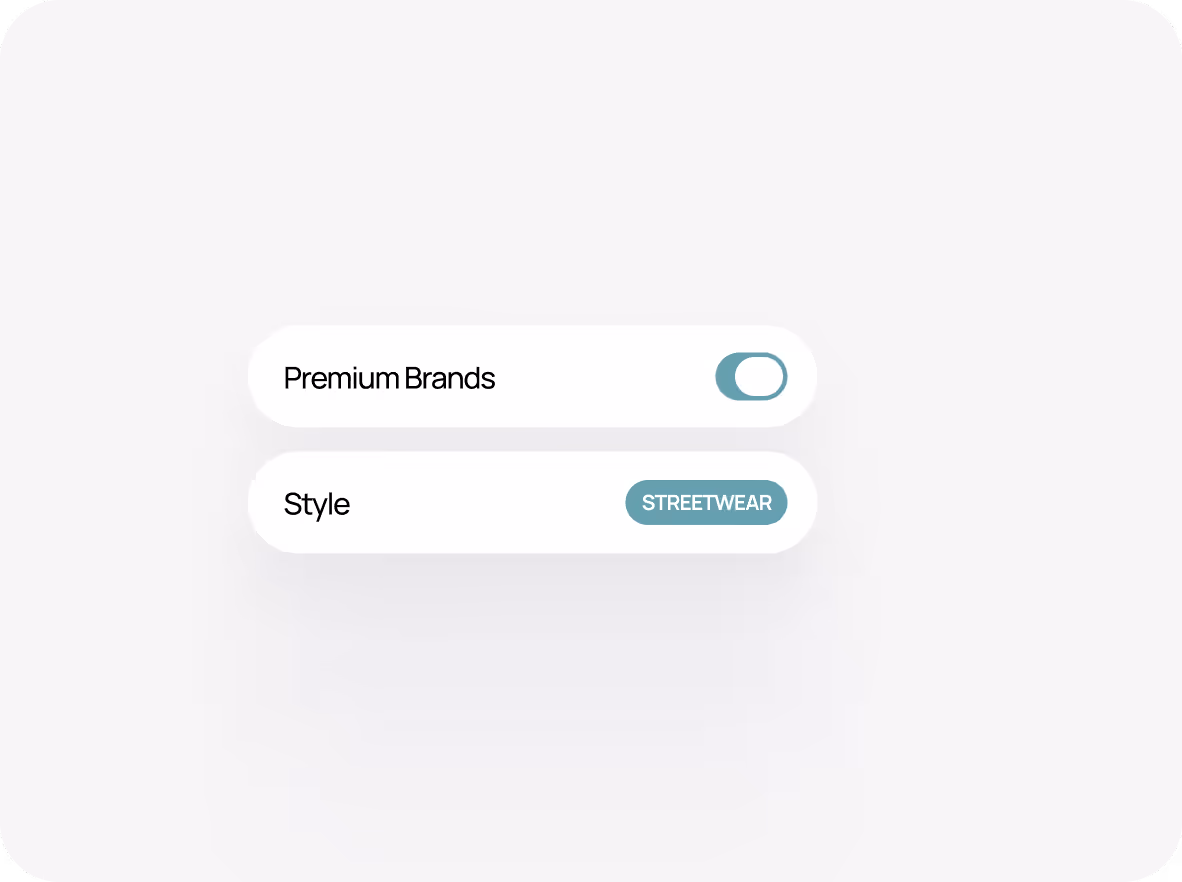 Toggle switch turned on for Premium Brands and a Style option featuring a selected streetwear tag.