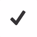 Black checkmark inside a rounded square with a white background.