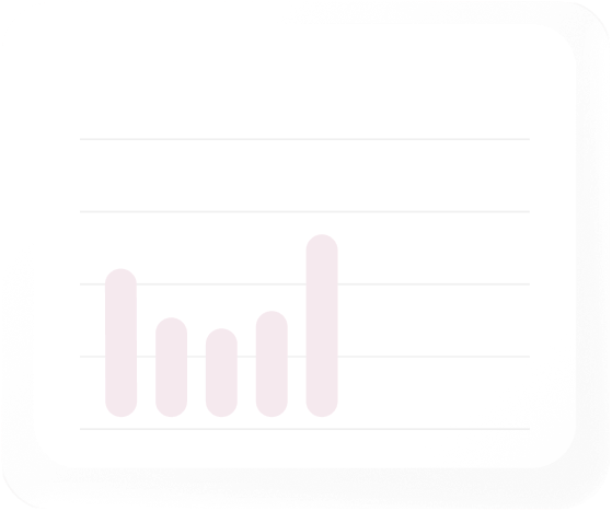 Bar chart with five vertical bars of varying heights in shades of light pink on a white background.