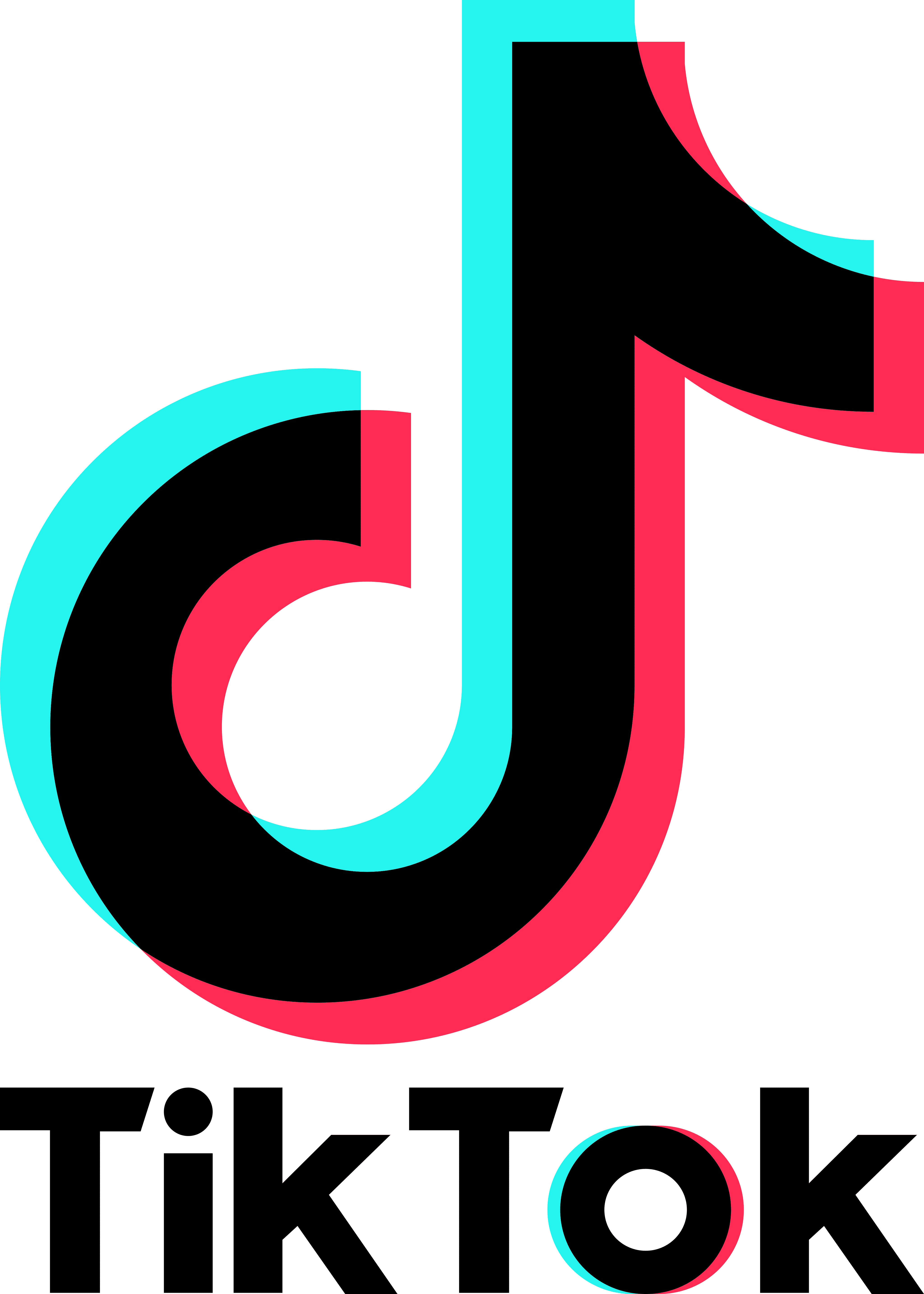 TikTok logo featuring a stylized musical note in cyan and red colors.
