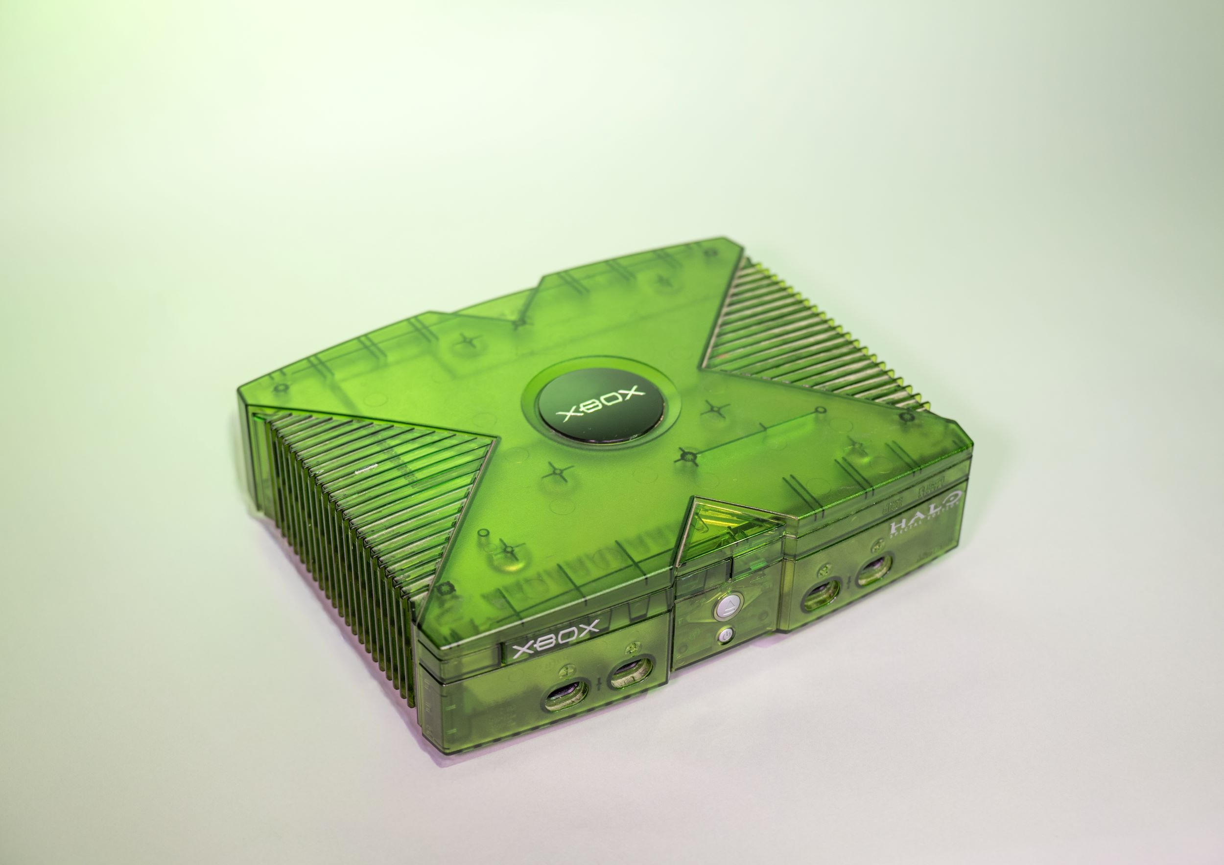 Original XBOX  Microsoft, 2001  Special edition XBOX in honor of the legendary Halo: Combat Evolved On loan from Halo Studios