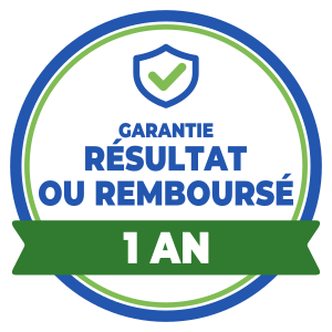 Garantie résultat ou remboursé pendant 1 an.