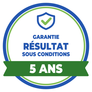 Garantie résultat ou remboursé sous conditions pendant 5 ans.