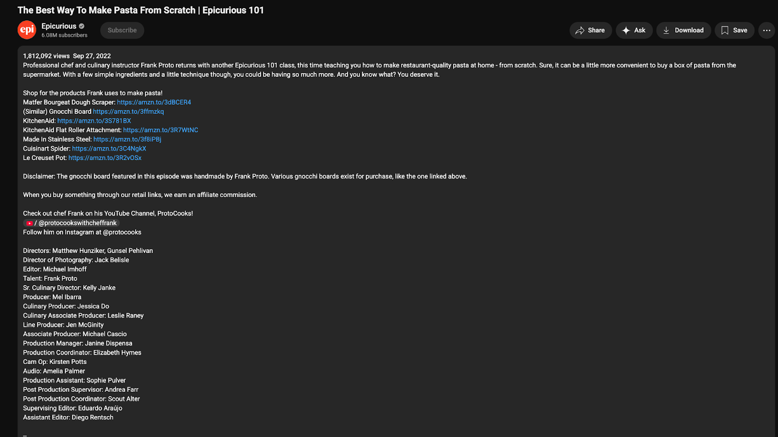 Optimized YouTube video description and tags demonstrating on-page SEO best practices for video marketing.