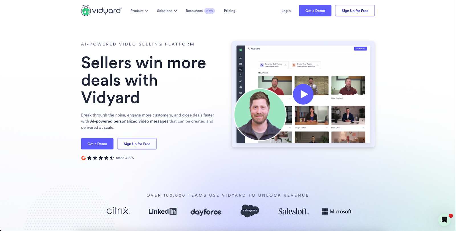 Image of Vidyards website