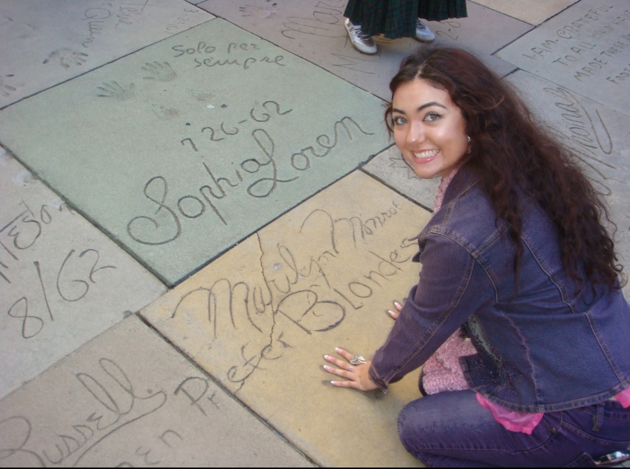 Visiting Marilyn Monroe’s celebrity handprints in front of Grauman’s Chinese Theater