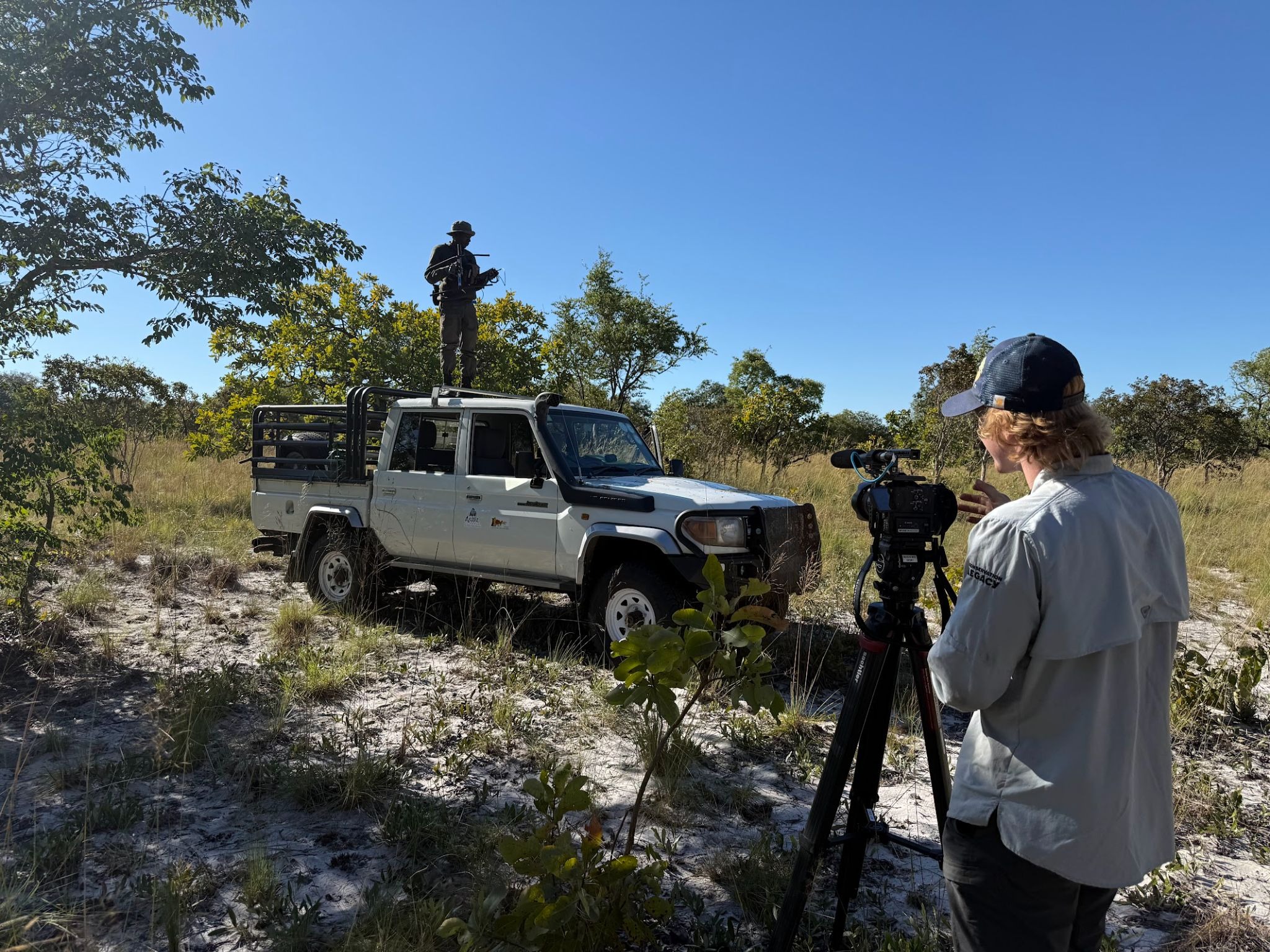 Filming during an internship with the Zambia Carnivore Programme
