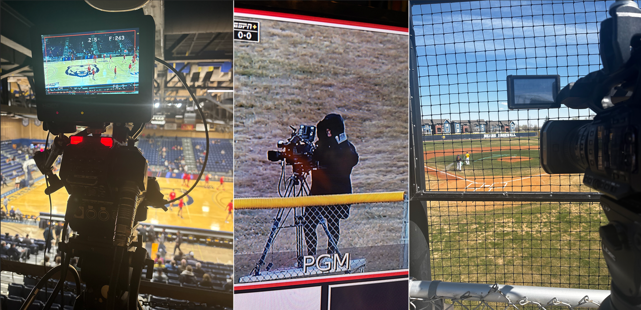 Eden working with Bear Vision, the athletic media department that covers the UNC Bears games