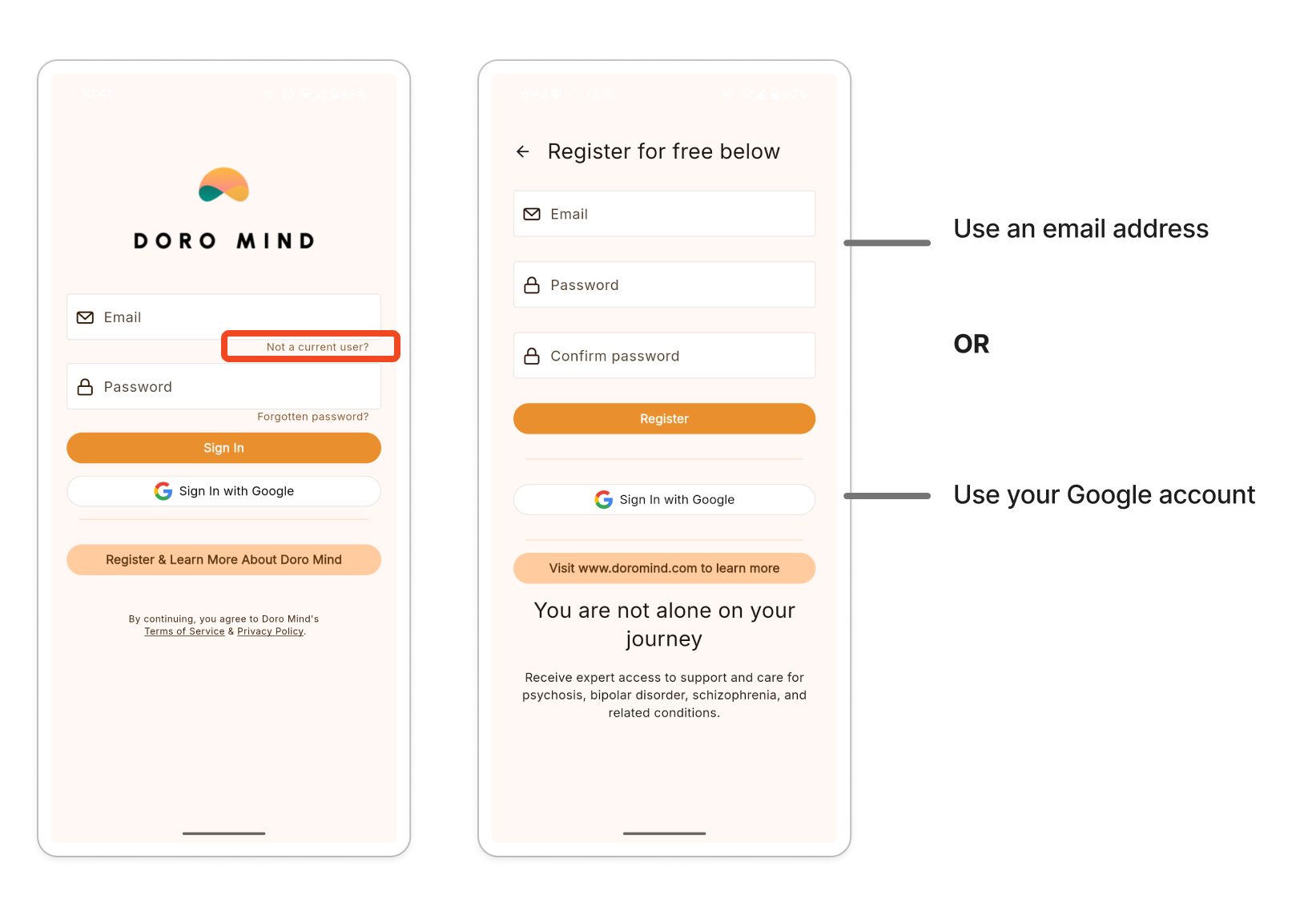 A screenshot of how to register an account.
