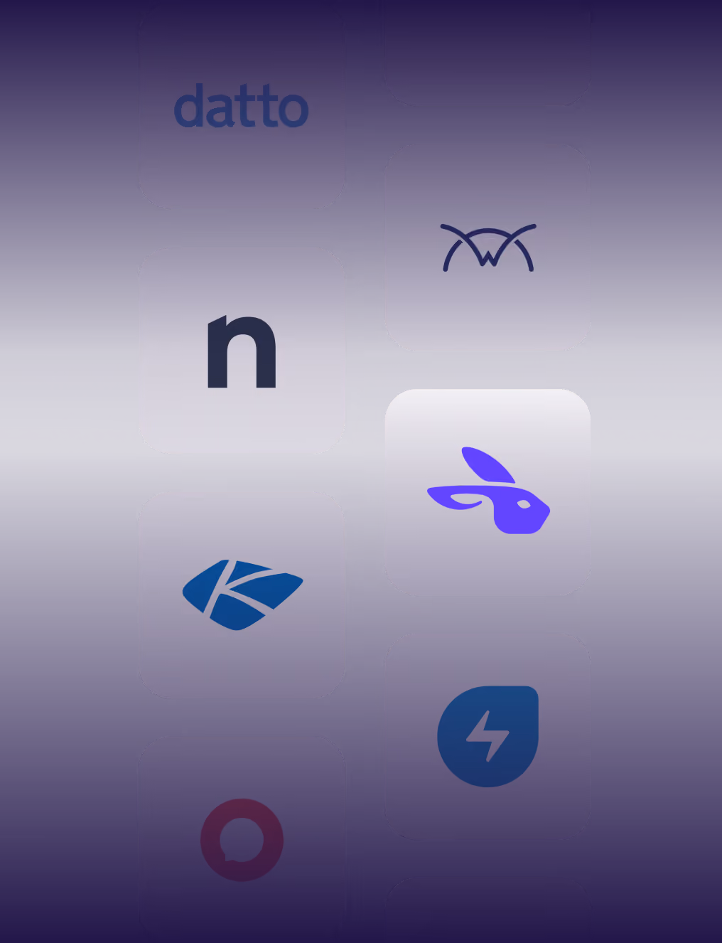 Logos of MSP tools Fixify integrates with, including Datto, NinjaOne, Kaseya and ConnectWise