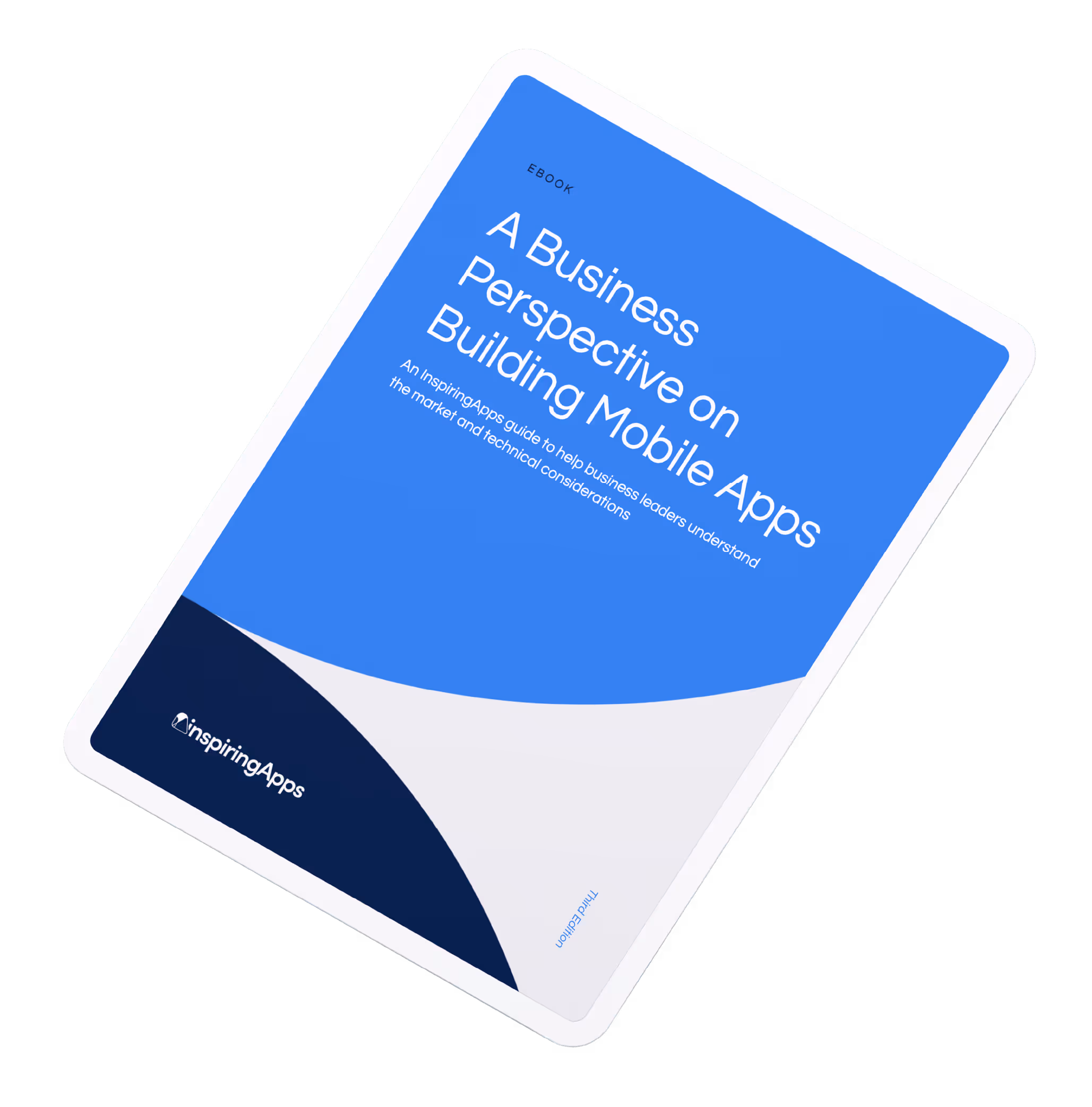 Tilted tablet screen showing cover of ebook