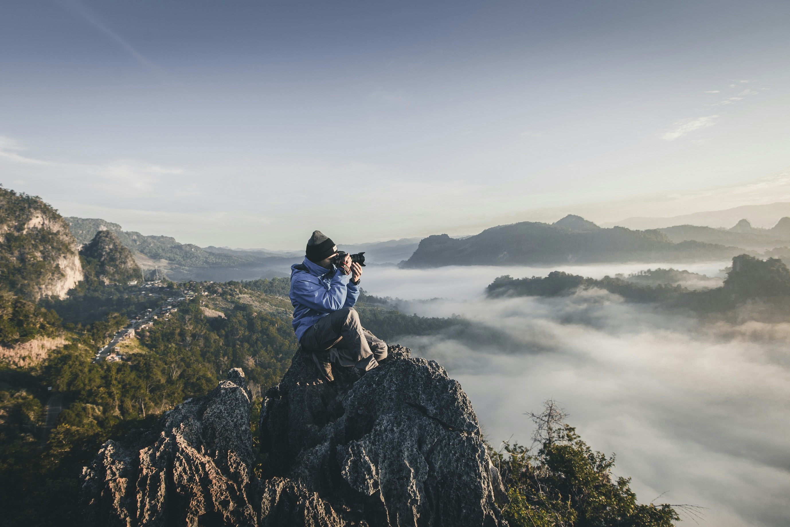 Professional videographer filming commercial video production