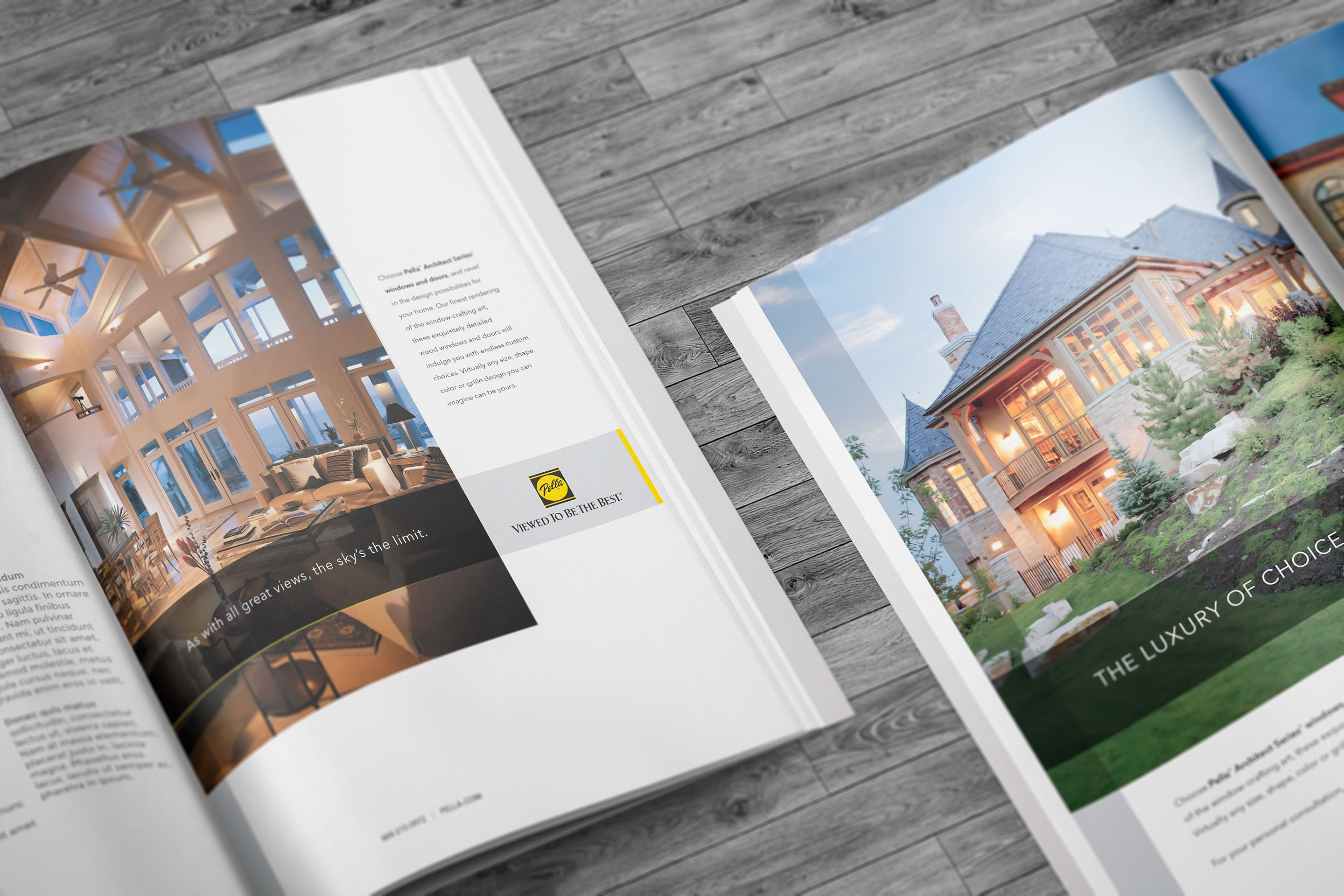 Promotional banners and posters highlighting brand offerings