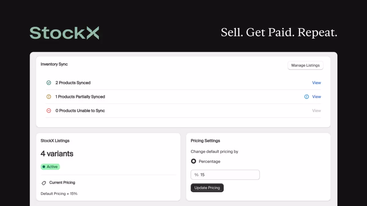 StockX dashboard
