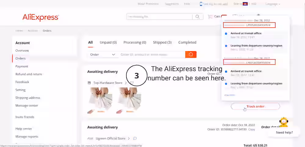 Track AliExpress Shipments